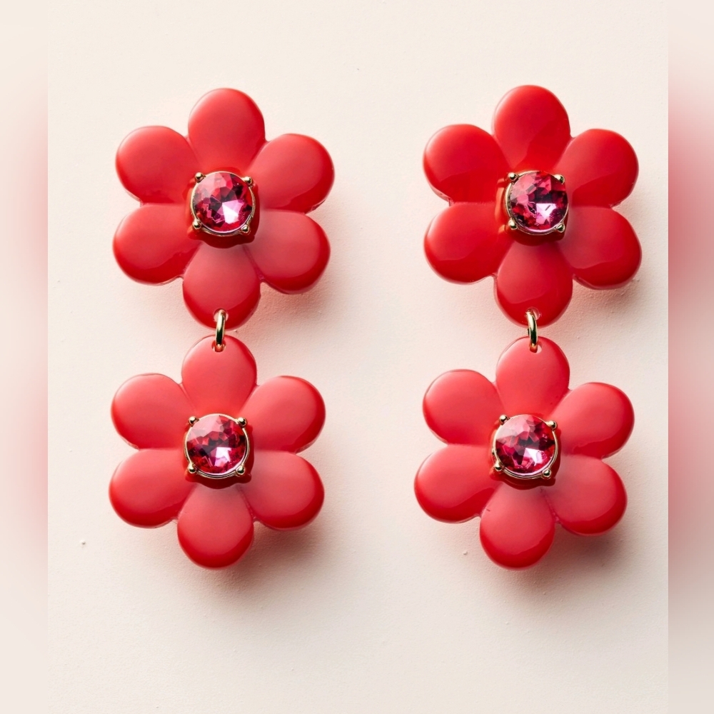 Kate Spade x Target Floral Linear Earrings - Red